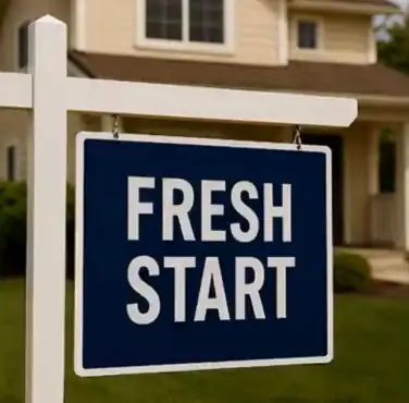 A Fresh Start real estate sign in front of a home